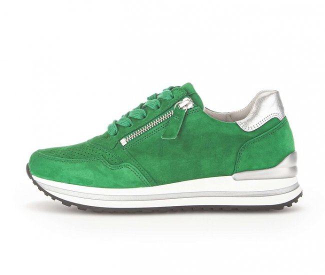 Gabor Damen Sneaker Low Grün - Materialmix Leder