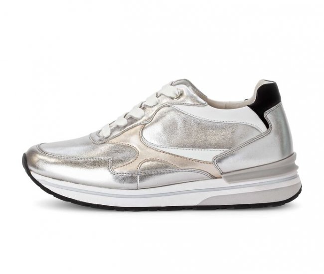 Gabor Damen Sneaker Low Silber - Materialmix Leder