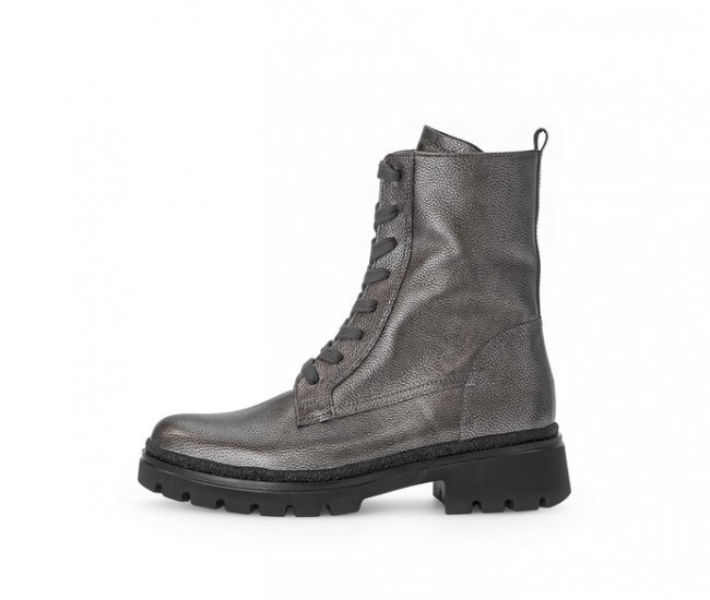 Gabor Damen Schnürstiefelette Grau - Glattleder