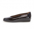 Gabor Damen Sportliche Ballerina Schwarz - Leder Reptiloptik