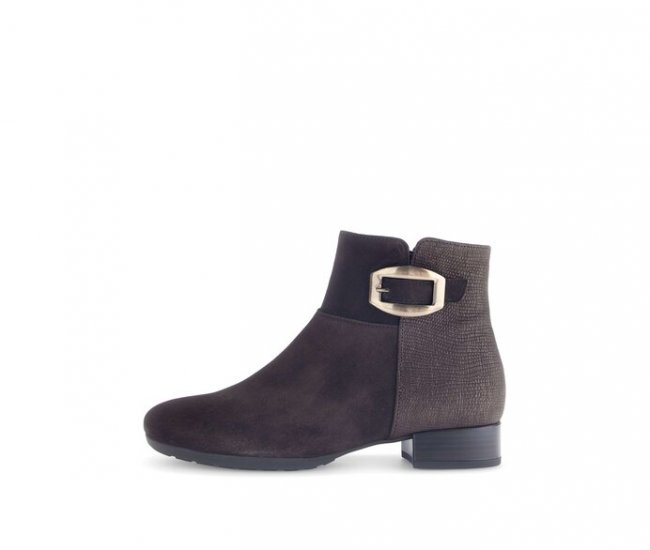 Gabor Damen Elegante Stiefelette Braun - Materialmix Leder