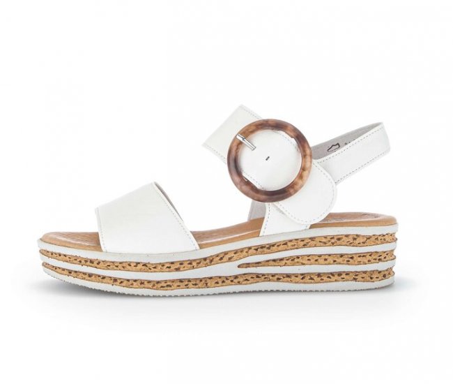 Gabor Damen Plateau Sandale Creme - Glattleder