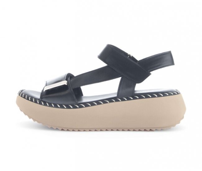 Gabor Damen Plateau Sandale Schwarz - Glattleder
