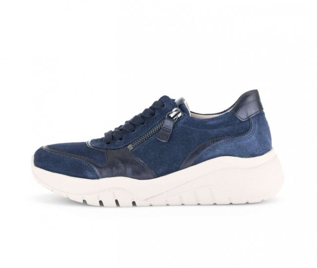Gabor Damen Sneaker Low Blau - Materialmix Leder