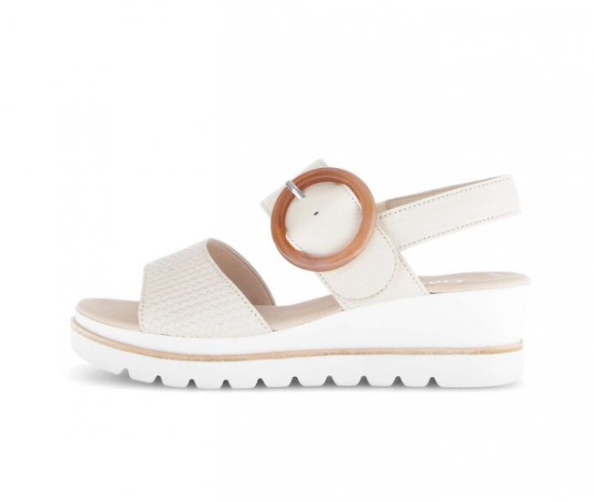 Gabor Damen Plateau Sandale Beige - Glattleder