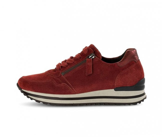 Gabor Damen Sneaker Low Rot - Materialmix Leder