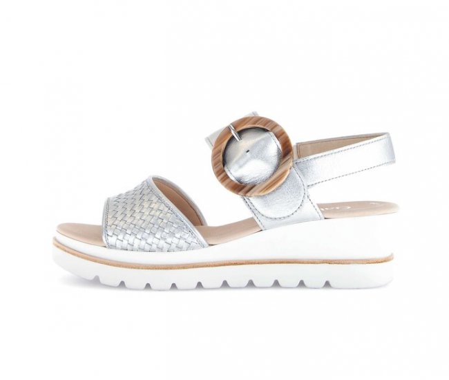 Gabor Damen Plateau Sandale Silber - Effektleder