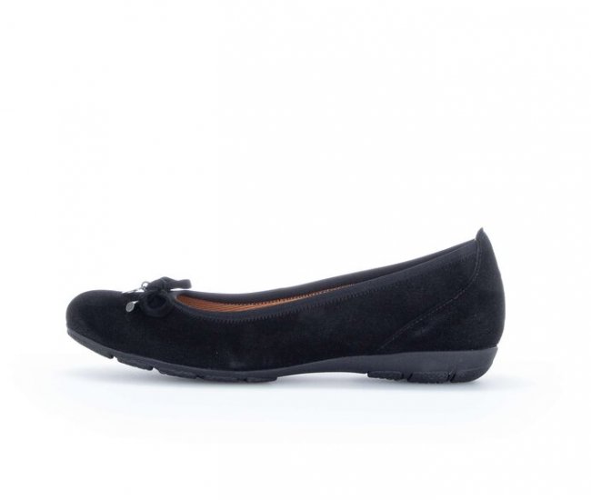 Gabor Damen Sportliche Ballerina Schwarz - Rauleder