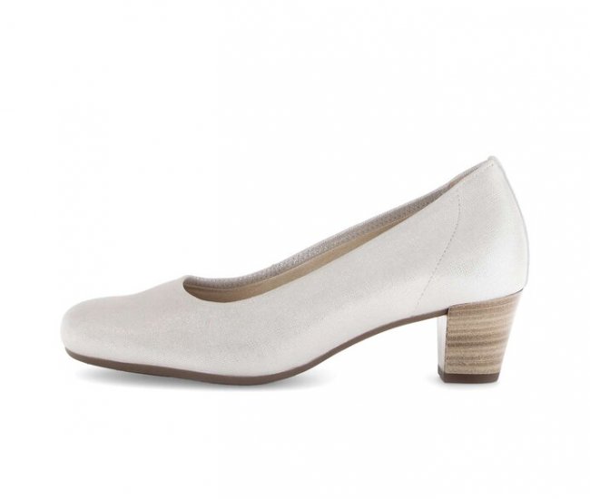 Gabor Damen Eleganter Pumps Weiß - Effektleder