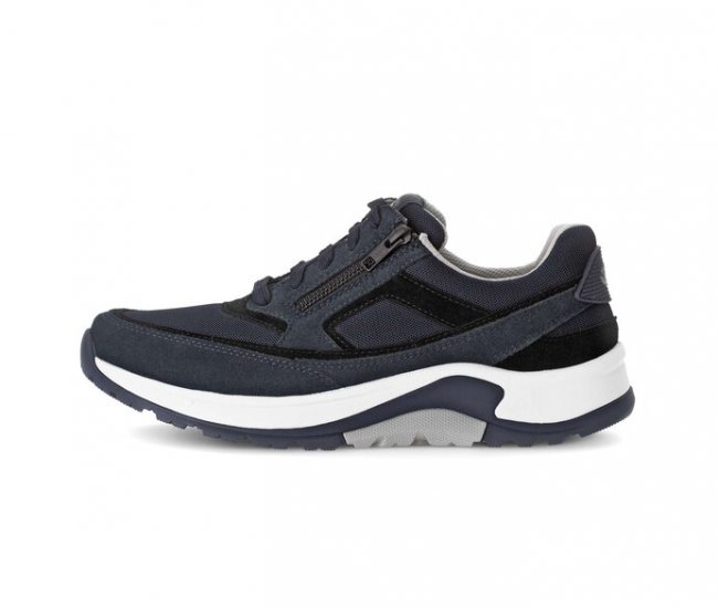 Gabor Herren Rollingsoft Sneaker Low Blau - Materialmix Leder/Textil