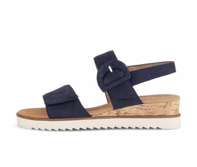 Gabor Damen Keilsandalette Blau - Rauleder