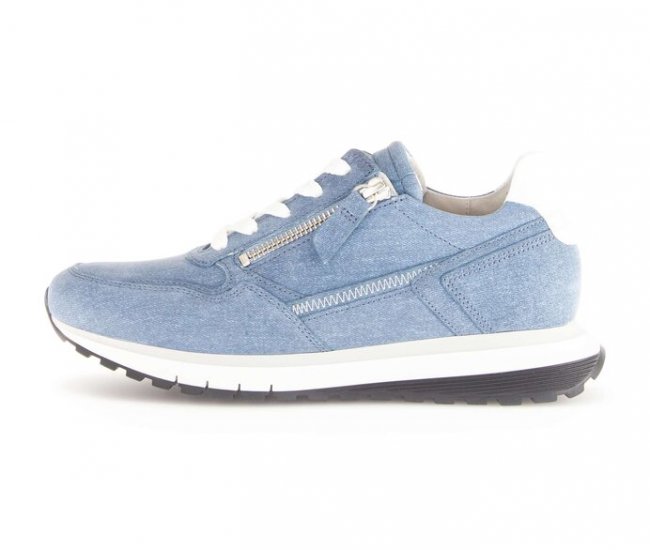 Gabor Damen Sneaker Low Blau - Materialmix Leder