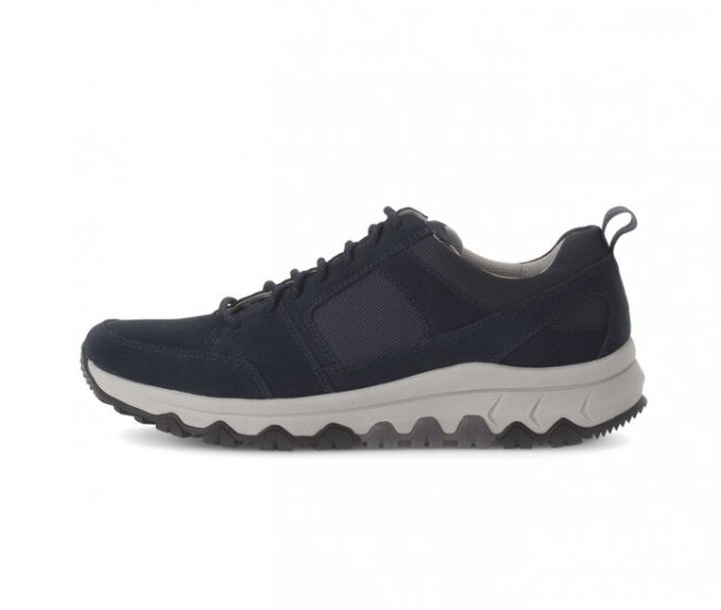 Gabor Herren Rollingsoft Sneaker Low Blau - Materialmix Leder/Textil