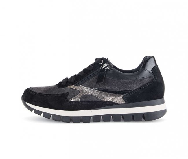 Gabor Damen Sneaker Low Schwarz - Materialmix Leder