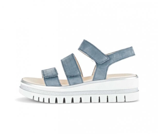 Gabor Damen Plateau Sandale Blau - Rauleder