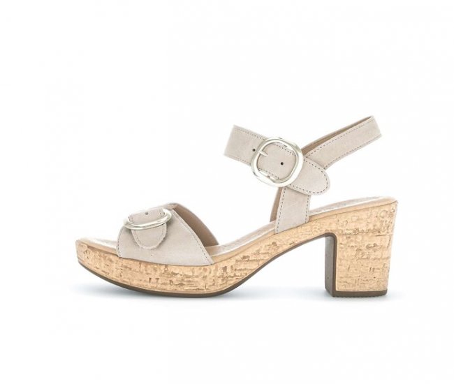 Gabor Damen Plateau Sandale Beige - Rauleder