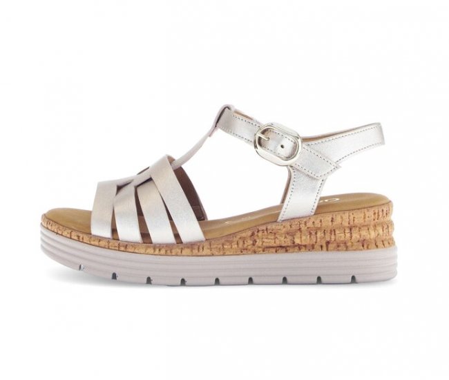 Gabor Damen Riemchensandale Gold - Effektleder