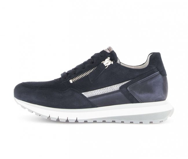 Gabor Damen Sneaker Low Blau - Materialmix Leder