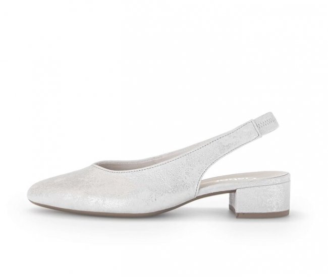 Gabor Damen Slingpumps Silber - Effektleder