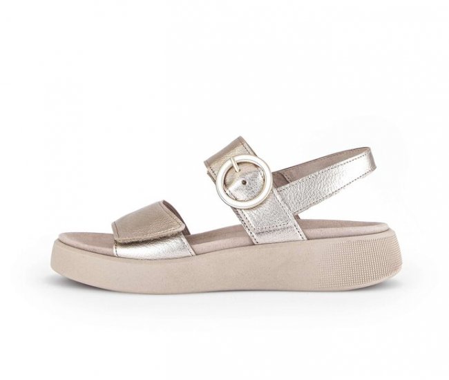 Gabor Damen Plateau Sandale Gold - Effektleder