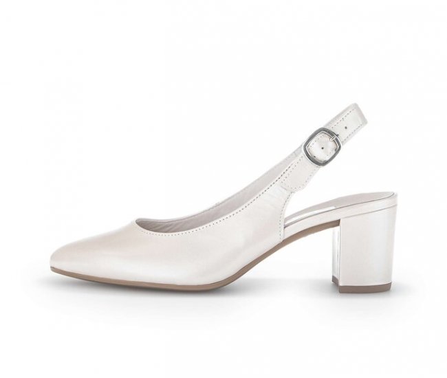 Gabor Damen Slingpumps Weiß - Glattleder