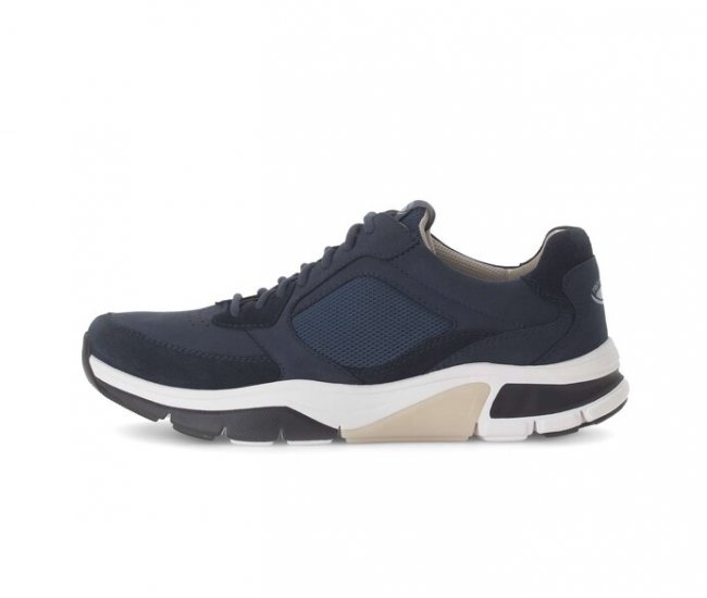 Gabor Herren Rollingsoft Sneaker Low Blau - Materialmix Leder