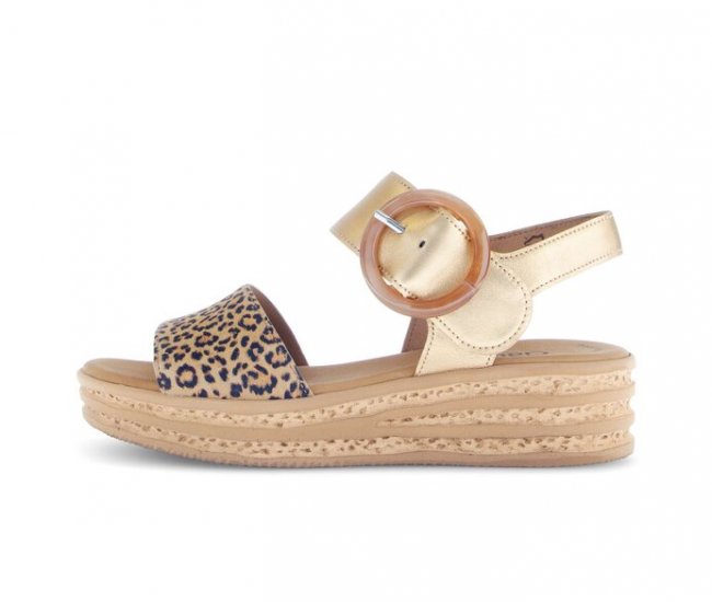 Gabor Damen Plateau Sandale Beige - Materialmix Leder