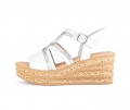 Gabor Damen Keilsandalette Weiß - Materialmix Leder