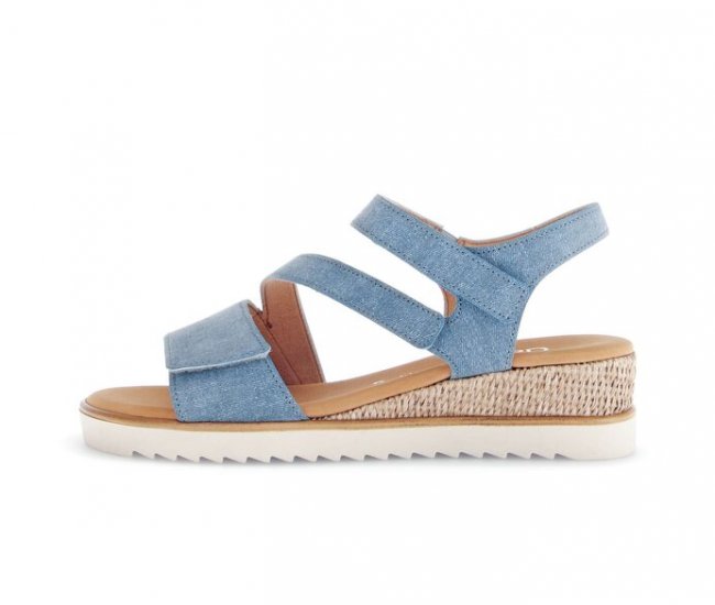 Gabor Damen Riemchensandale Blau - Materialmix Leder