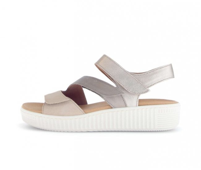 Gabor Damen Plateau Sandale Beige - Materialmix Leder