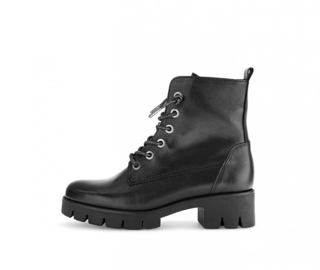 Gabor Damen Schnürstiefelette Schwarz - Glattleder