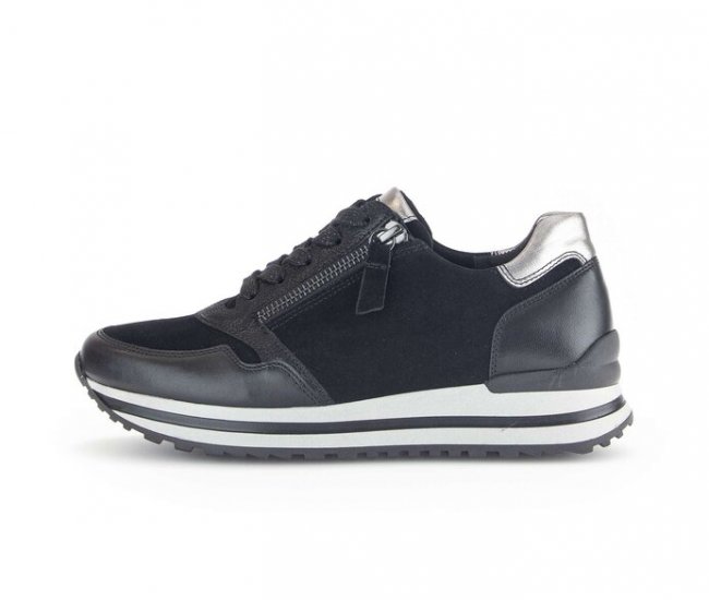 Gabor Damen Sneaker Low Schwarz - Materialmix Leder