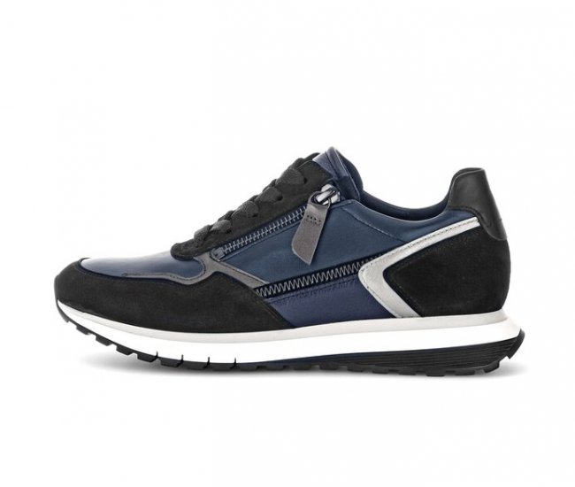 Gabor Damen Sneaker Low Blau - Materialmix Leder
