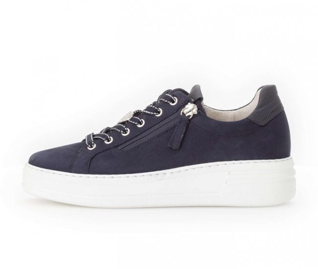 Gabor Damen Sneaker Low Blau - Materialmix Leder