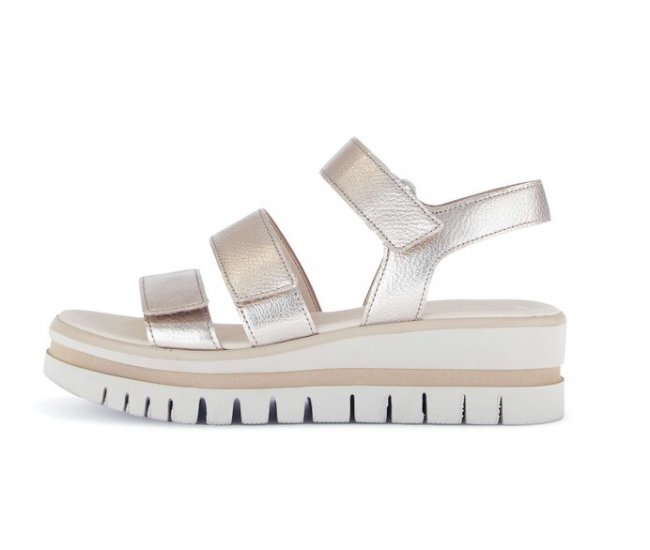 Gabor Damen Plateau Sandale Gold - Effektleder
