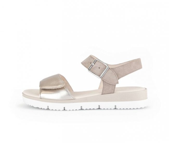 Gabor Damen Riemchensandale Beige - Materialmix Leder