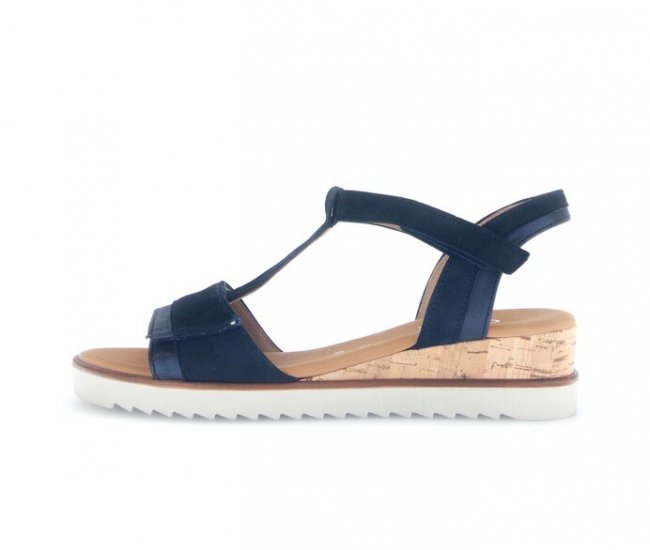 Gabor Damen Riemchensandale Blau - Materialmix Leder