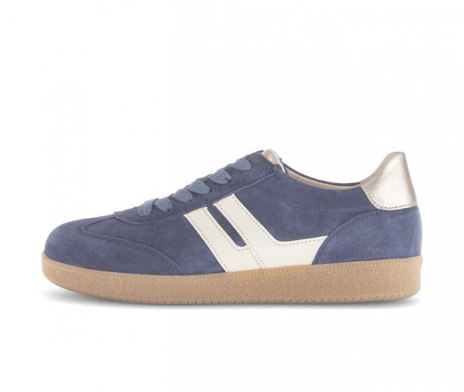 Gabor Damen Sneaker Low Blau - Materialmix Leder