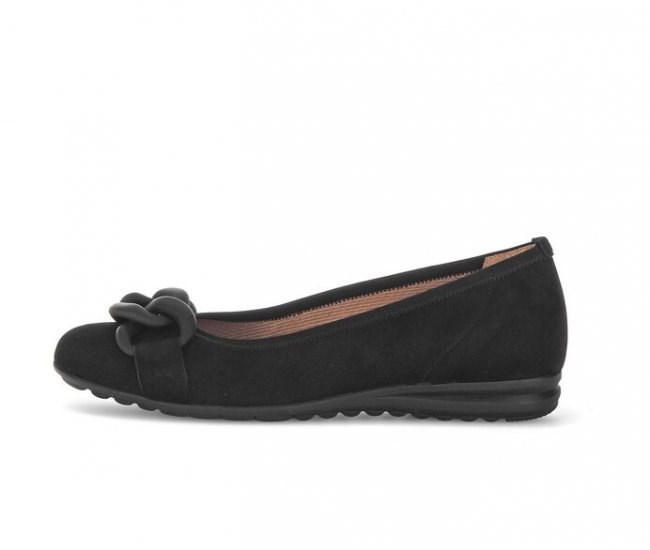 Gabor Damen Sportliche Ballerina Schwarz - Rauleder