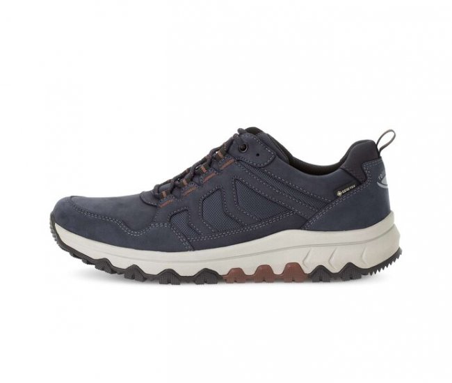 Gabor Herren Rollingsoft Sneaker Low Blau - Materialmix Leder/Textil