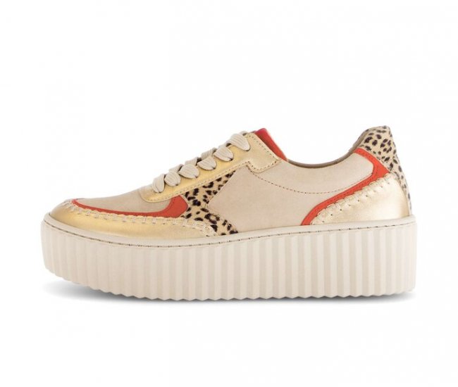 Gabor Damen Sneaker Low Beige - Materialmix Leder