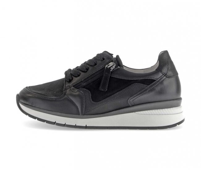 Gabor Damen Sneaker Low Schwarz - Materialmix Leder/Lederimitat