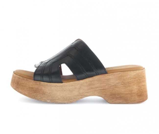 Gabor Damen Plateau Sandale Schwarz - Glattleder