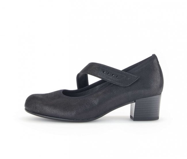 Gabor Damen Spangenpumps Schwarz - Effektleder