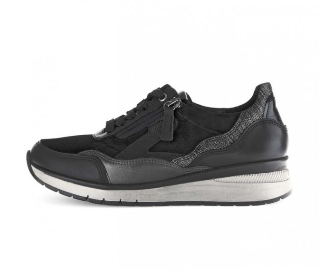 Gabor Damen Sneaker Low Schwarz - Materialmix Leder/Lederimitat