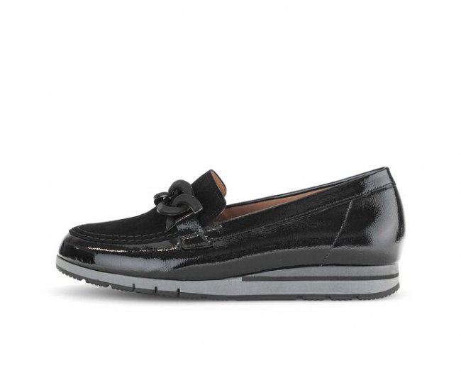 Gabor Damen Slipper Schwarz - Lackleder