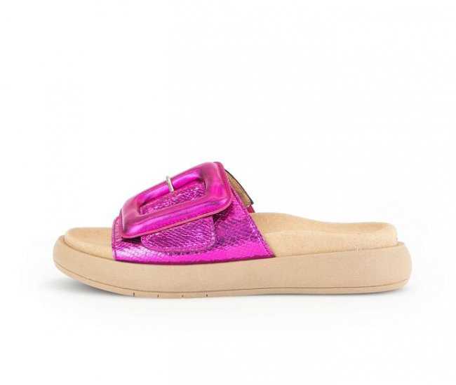 Gabor Damen Pantolette Pink - Materialmix Leder