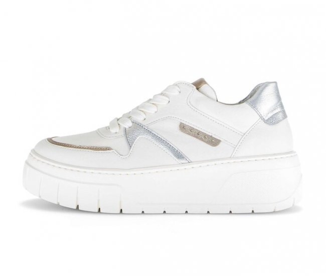 Gabor Damen Sneaker Low Creme - Materialmix Leder