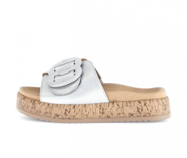 Gabor Damen Pantolette Silber - Effektleder