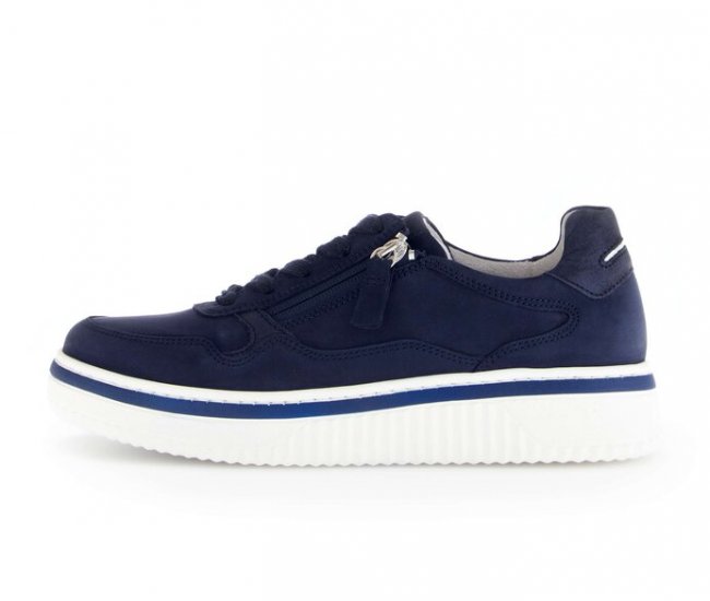 Gabor Damen Sneaker Low Blau - Materialmix Leder